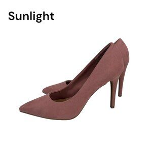 Christian Siriano Pink Faux Suede Pointed Toe Stiletto Heels Womens Shoes SZ 7.5